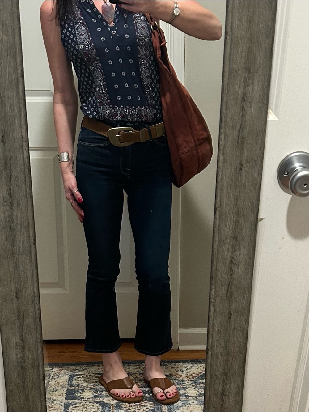 Free People Serengeti Suede Slouchy Hobo Tote in Brick - Picture 4 of 16